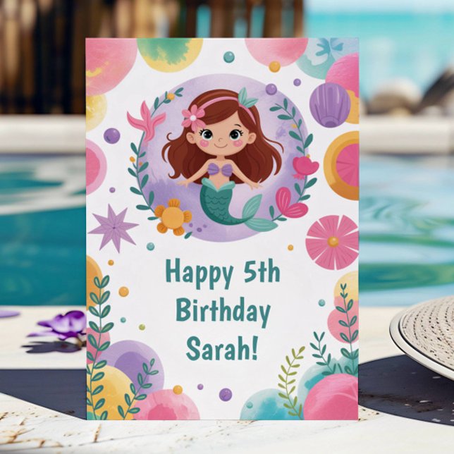 Cute Personalised Purple Mermaid Birthday Card (Creator Uploaded)