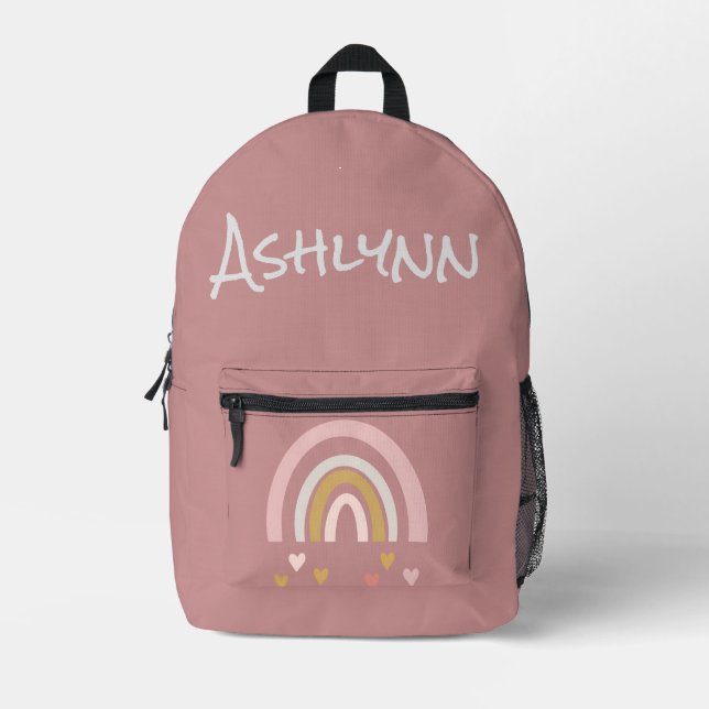 Cute Personalised Rainbow Printed Backpack (Front)