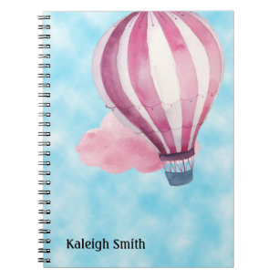 Cute Personalised Red White Hot Air Balloon Notebook