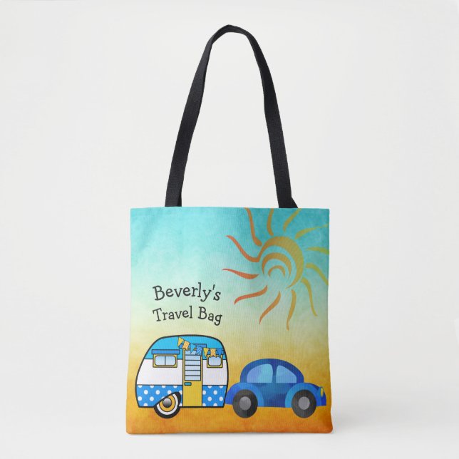 Cute Personalised Road Trip Travel Tote (Front)