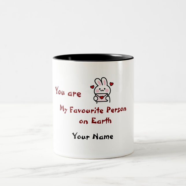 Cute Personalised Romantic Love Gift for Her Him Two-Tone Coffee Mug (Center)