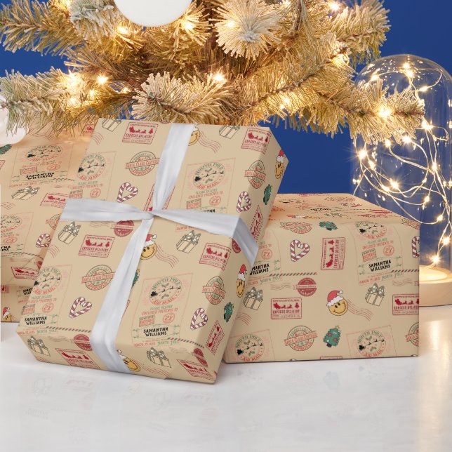 Cute Personalised Santa Delivery Baby Wrapping Paper (Holidays)