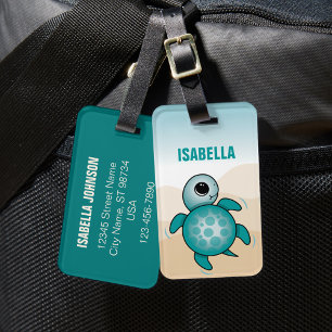 Cute Personalised Sea Turtle Luggage Tag