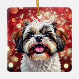 Cute Personalised Shih Tzu Christmas Ceramic Ornament