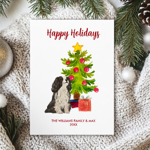 Cute Personalised Spaniel Dog Family Christmas Holiday Card