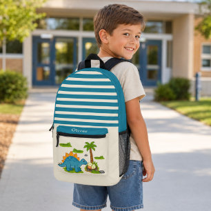 Cute Personalised Stegosaurus Dinosaur School Printed Backpack