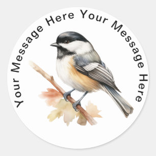 Cute Personalised Stickers Black Capped Chickadee