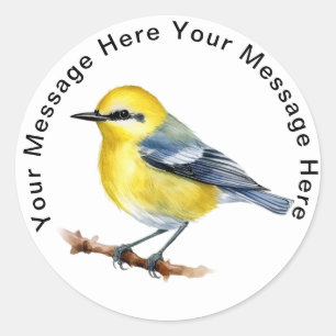 Cute Personalised Stickers Blue Winged Warbler