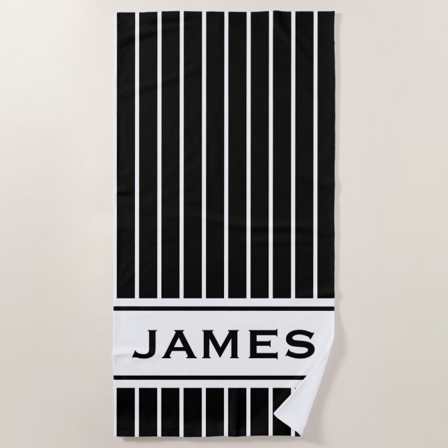 Cute Personalised Striped Beach Towel (Front)