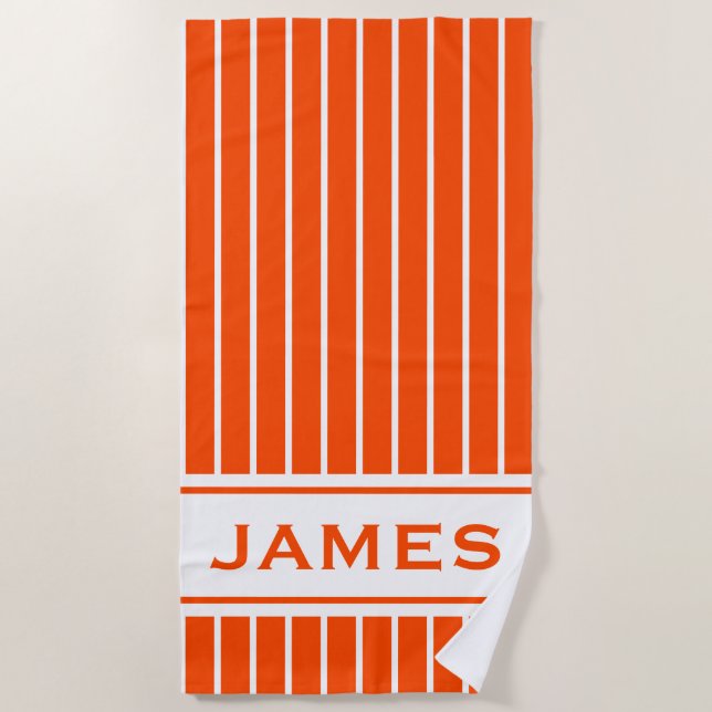 Cute Personalised Striped Beach Towel (Front)