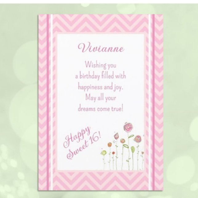 Cute, Personalised Sweet 16 birthday card (Creator Uploaded)