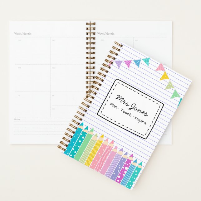 Cute Personalised Teacher Planner | Colourful Past (Display)