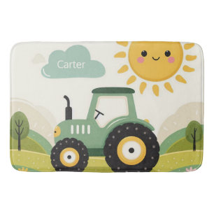 Cute, personalised tractor/farm bath mat