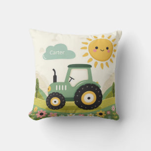 Cute, personalised tractor/farm cushion
