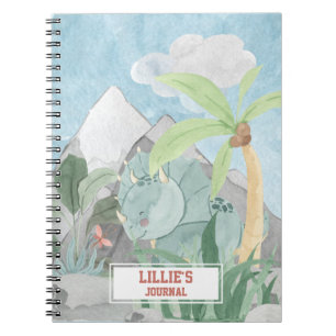 Cute Personalised Triceratops Dinosaur Journal