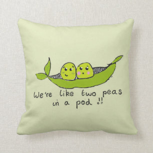 Cute personalised two peas in a pod cushion