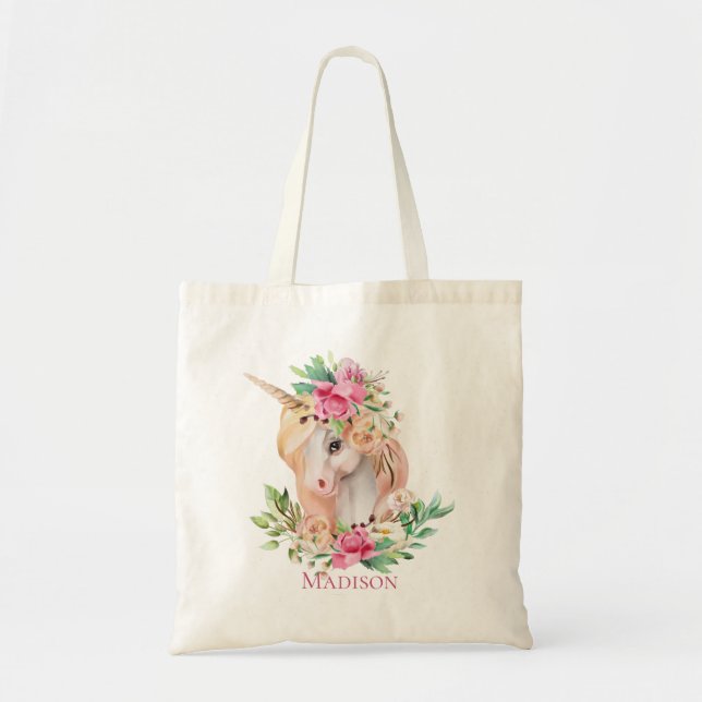 Cute Personalised Unicorn Tote Bag (Front)