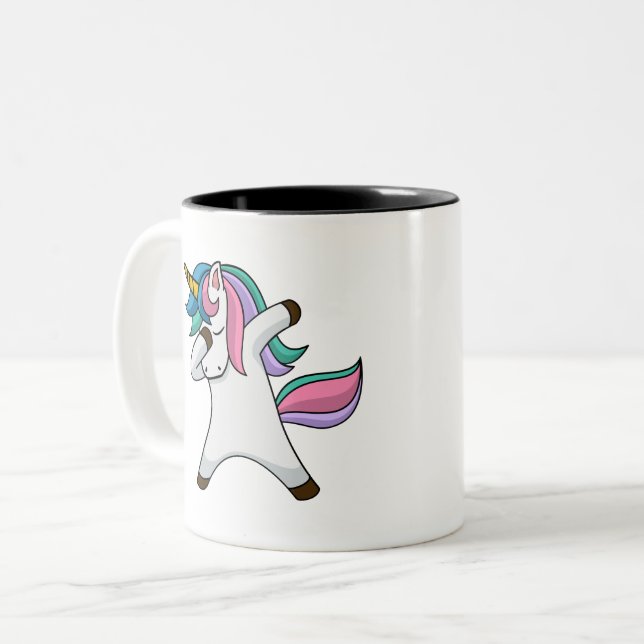 Cute Personalised Unicorn Two-Tone Coffee Mug (Front Left)
