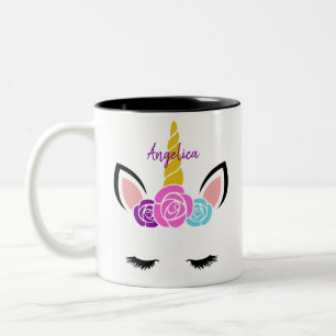 Cute Personalised Unicorn Two-Tone Coffee Mug