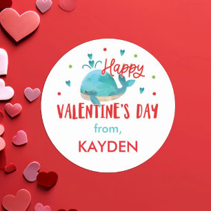 Cute Personalised Valentine Day School Treat   Classic Round Sticker