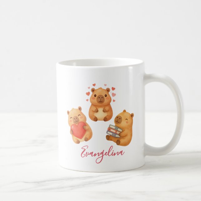 Cute Personalised Watercolor Capybara Coffee Mug (Right)