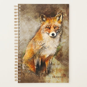 Cute Personalised Watercolor Fox Art Planner