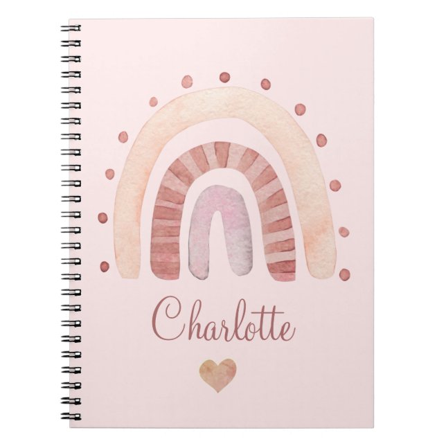 Cute Personalised Watercolor Kid's  Notebook (Front)