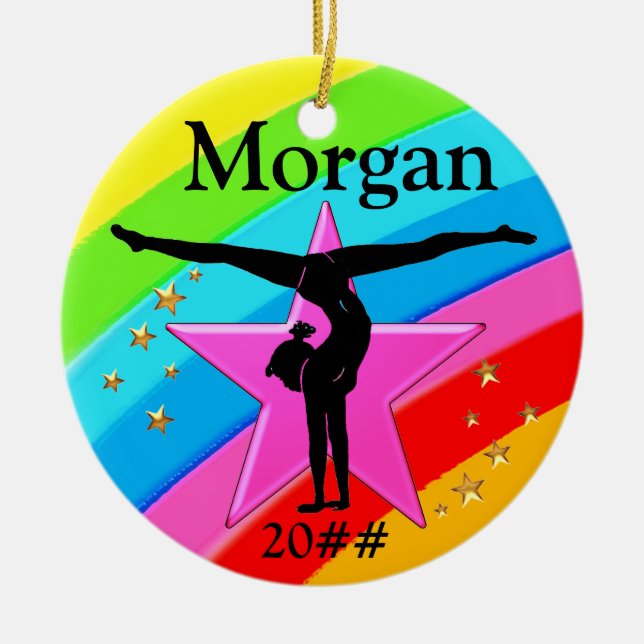 CUTE PERSONALIZED AND DATED GYMNAST ORNAMENT (Front)