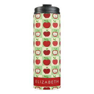 Cute Personalized Apple Pattern Check Thermal Tumbler