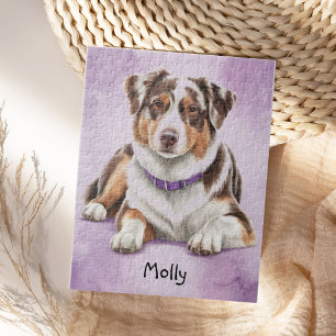 Cute Personalized Australian Shepherd Jigsaw Puzzle