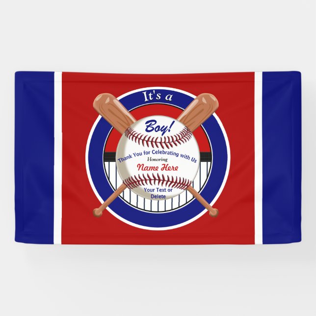 Cute Personalized Baseball Baby Shower Banner (Horizontal)