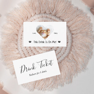 Cute Personalized Cat Photo Wedding Drink Ticket Enclosure Card
