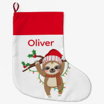 Cute Personalized Christmas Sloth Stocking
