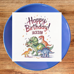 Cute Personalized Dinosaur Birthday Napkin