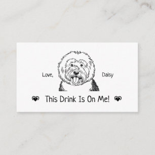 Cute Personalized Dog Wedding Drink Ticket Enclosure Card