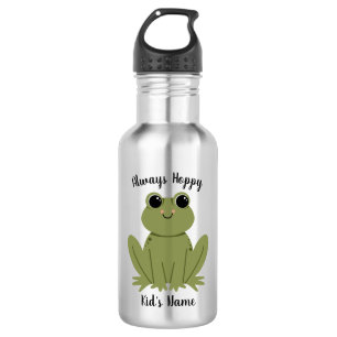 Cute Personalized Frog Always Hoppy Kids Name 532 Ml Water Bottle