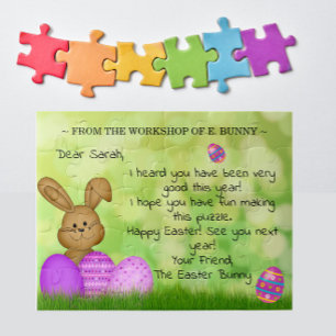 Cute Personalized "From Easter Bunny" Note to Kids Jigsaw Puzzle
