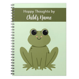 Cute Personalized Green Frog Hoppy Thoughts Notebook