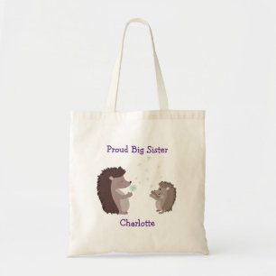 Cute Personalized Hedgehog Sibling Tote Bag