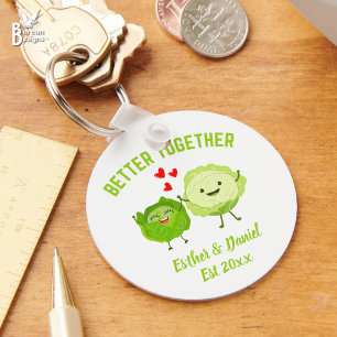 Cute Personalized Kawaii Cabbage Valentine Couples Key Ring
