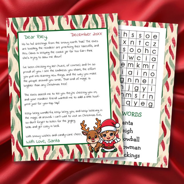 Cute Personalized Letter from Santa | Word Search (Creator Uploaded)