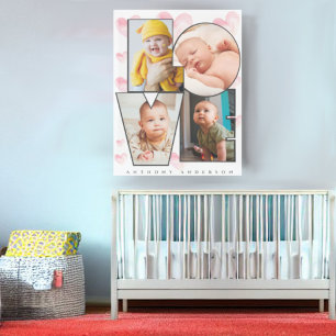 Cute personalized love template photo hearts canvas print