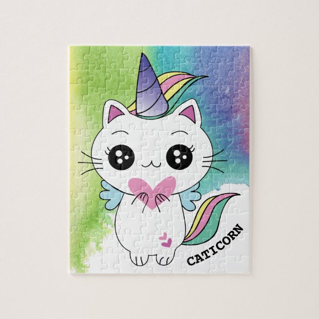 Cute Personalized Magical Caticorn Jigsaw Puzzle (Vertical)