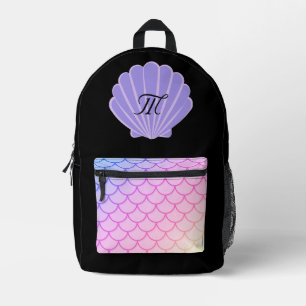 cute personalized mermaid black  printed backpack