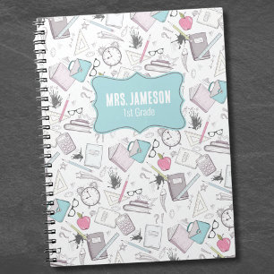 Cute Personalized Name Colorful School Teacher Notebook