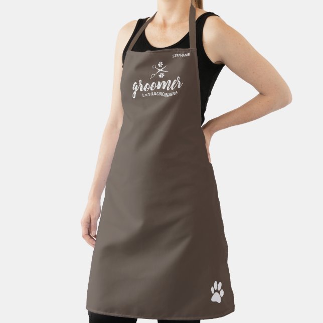 Cute Personalized Pet Groomer Extraordinaire Apron (Insitu)