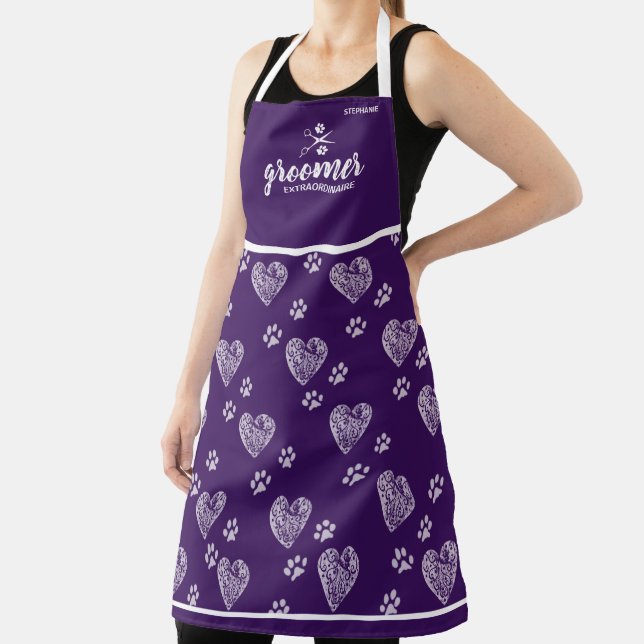 Cute Personalized Pet Groomer Extraordinaire Apron (Insitu)