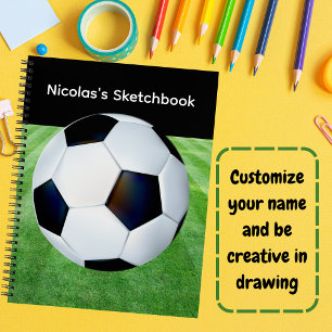 Cute Personalized Soccer sketchbook for kids Notebook