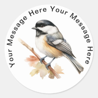 Cute Personalized Stickers Black Capped Chickadee