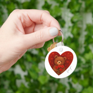 Cute Personalized Teddy Bear Keychain Keepsake